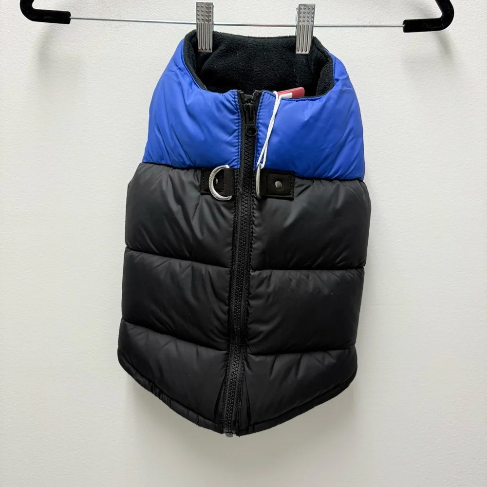 NWT Gooby Padded Vest Dog Jacket, Black & Blue | Size Large